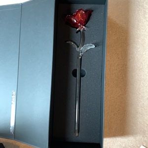 Waterford Signed Crystal Fleurology Red Rose 14.5" Sculpture in Box #40001550.
